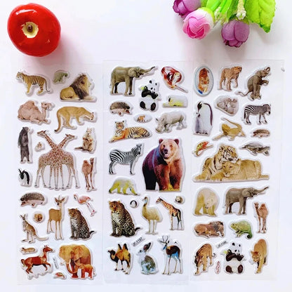 10 Sheets 3D Puffy Stickers Animals Bulk Stickers Scrapbook Decoration Birthday New Year Christmas Gifts for Kids Boys Girls