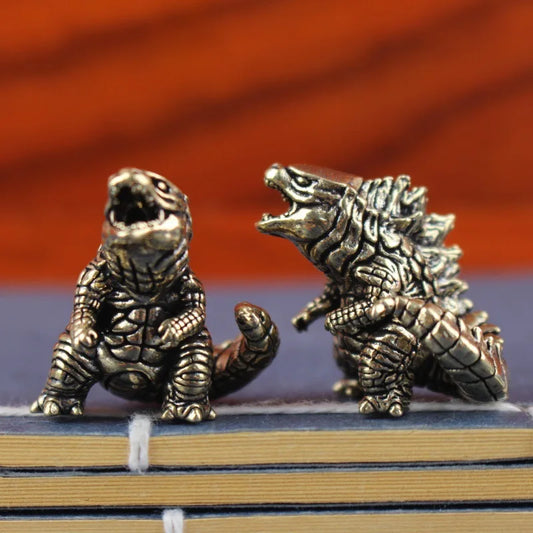 Vintage Brass Monster Figurine Creative Mythical Desktop Decor Mini Metal Ornament Abstract Art Sculpture Gift