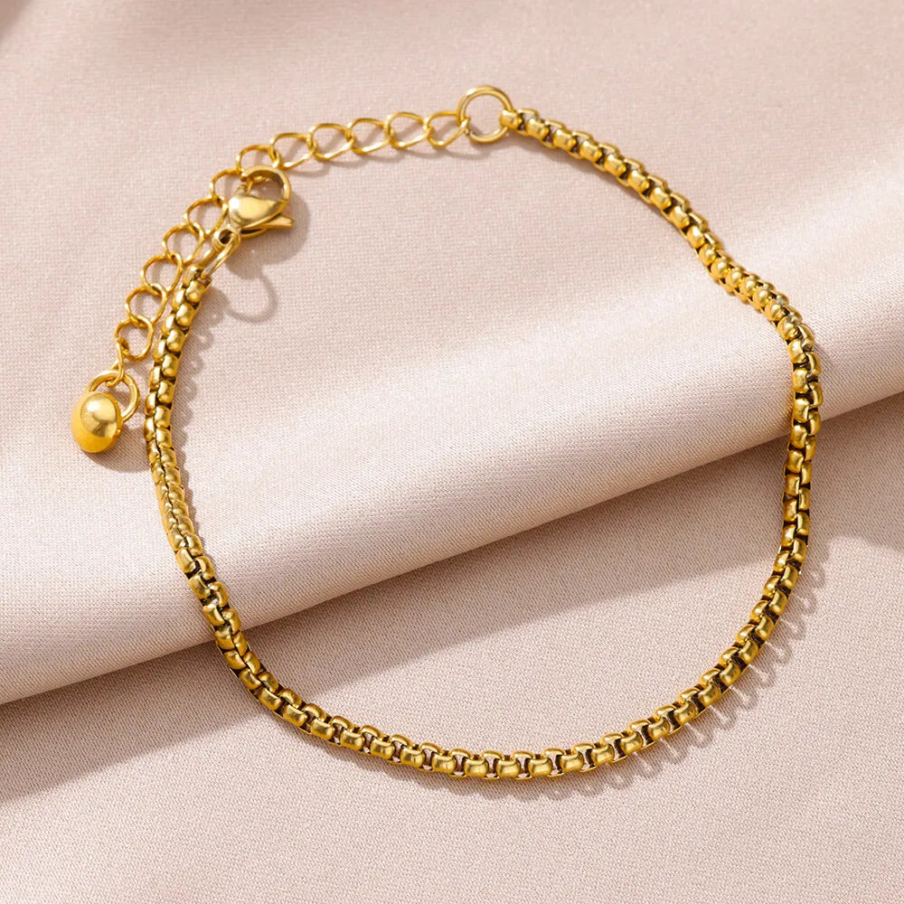 Anklets for Women Summer Beach Accessories Stainless Steel Imitation Pearl Chain Anklet Gold Color Leg Bracelets Bodychain Gi