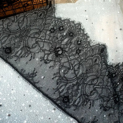 High Quality Lace Trim Scalloped Eyelash Lace Fabrics Clothing Accessories White Chantilly Lace for Dress Needle Work