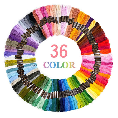 36/100pcs Mix Colors Embroidery Thread Cotton Sewing Skeins Craft Cross Stitch Floss Line DIY Tools Make Bracelets - 36pcs
