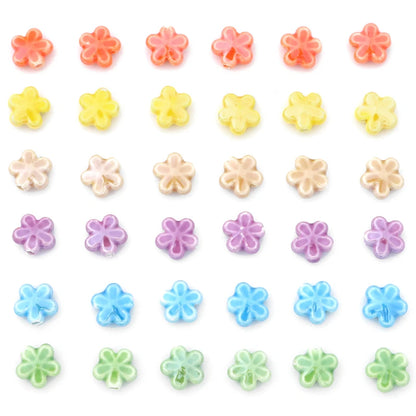 10Pc 12mm Handmade Colorful Flower Shape Ceramic Loose Spacer Beads Charm for Bracelet Necklace Earring DIY Jewerlry Making