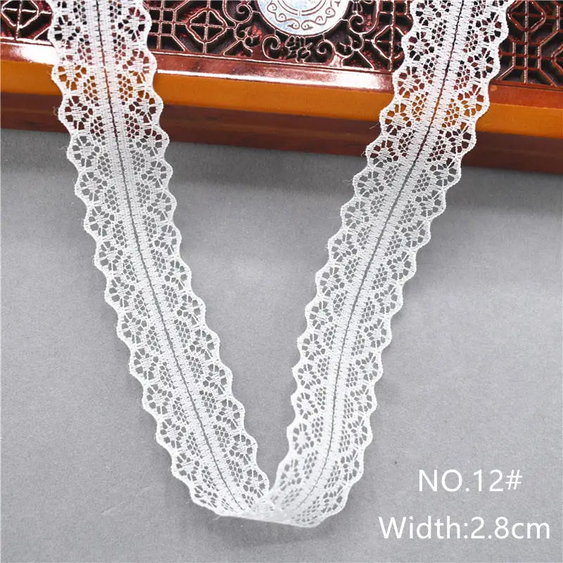 Best Selling 10yards 38kinds Color White Lace Ribbon Woven Band French African Lace Wedding Fabric DIY Clothing/gift Wrapping