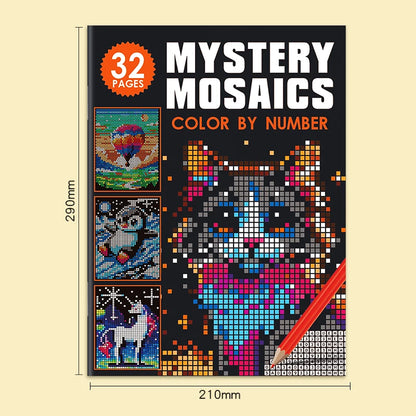 Mysterious Mosaic Coloring Book by Numbers - 32 Pages of Pixel Art Coloring for Adults, Cute Animals and Scenery Stress Relie
