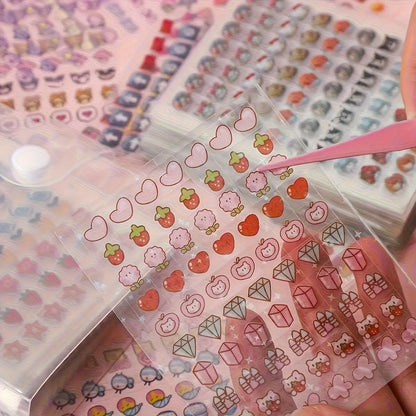 2400pcs Mini Cute Sticker Set+ Storage Book| Various Exquisite Patterns, Suitable for Journal DIY and Scrapbook Making