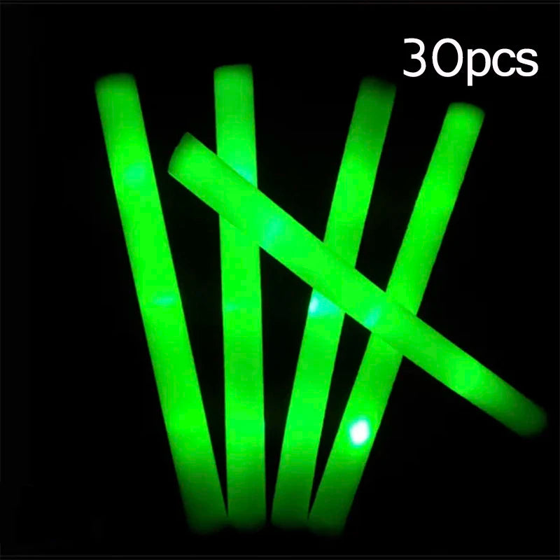 15/30Pcs LED Glow Sticks Bulk Colorful RGB Glow Foam Stick Cheer Tube Dark Light for Xmas Birthday Wedding Party Supplies - 3