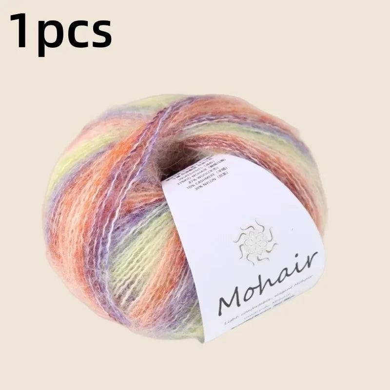 Crochet Yarn, Gradient Mohair Soft Cotton Yarn, DIY Knitting Yarn for Baby Sweater, Baby Hat, Cozy Scarf Projects