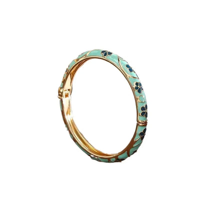 Traditional Vintage Cloisonne Bangle Chinese Classic Hollow Out Flower Bangle Vintage Ethnic Women's Hand Bracelet Jewelry Gi