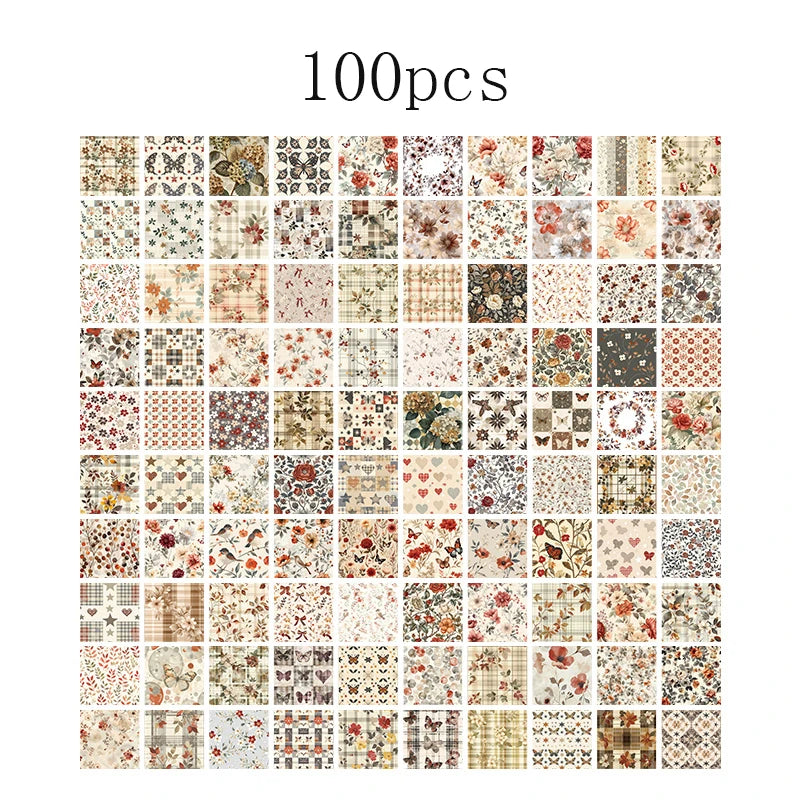 100pcs Vintage Paper Multi Style Deco Retro Stationery Supplies Writing Paper Junk Journal Label Scrapbooking Material Suppli