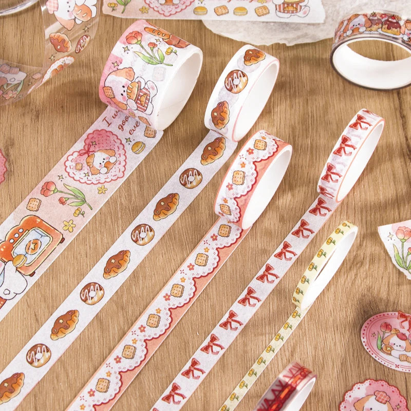 Kawaii Cartoon Washi Tape & Sticker Set, 10/40 Rolls, 10pcs Tape + 4pcs Stickers, Decorative Tape for Scrapbooking