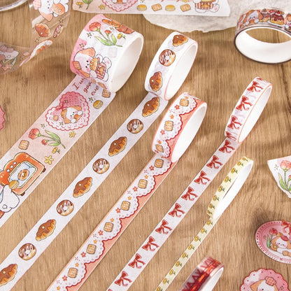 Kawaii Cartoon Washi Tape & Sticker Set, 10/40 Rolls, 10pcs Tape + 4pcs Stickers, Decorative Tape for Scrapbooking