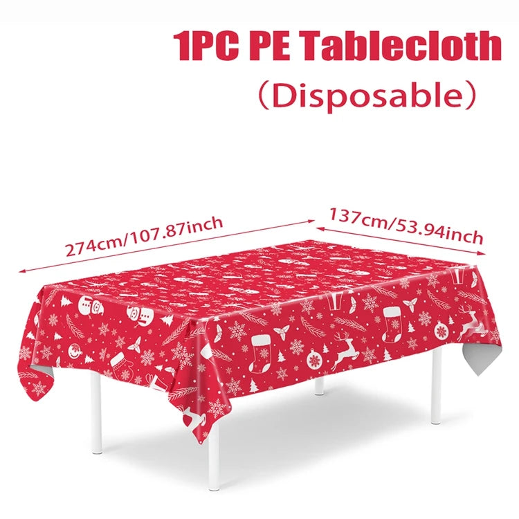 Disposable Christmas Tablecloth Merry Christmas Decors for Home 2024 Table Cover Xmas Ornament Navidad Natal New Year Gift 20