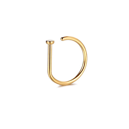 Fake Nose Ring Hoop Lip Labret Ring for Women Non Pierce Hoop Nose Ring Septum Hoop Ring Tragus Rook Ring Non Piercing Jewelr