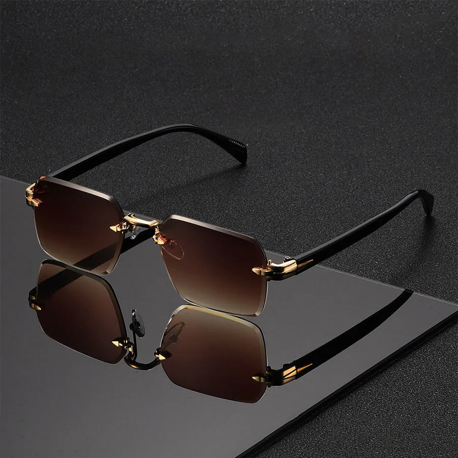 Classic Unisex Fashion Sunglasses Frameless Trendy Eyewear for Holiday Costume Suitable Best Gift for Festive Occasions - Tea