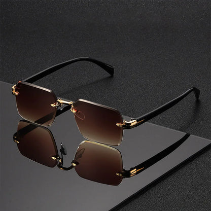 Classic Unisex Fashion Sunglasses Frameless Trendy Eyewear for Holiday Costume Suitable Best Gift for Festive Occasions - Tea