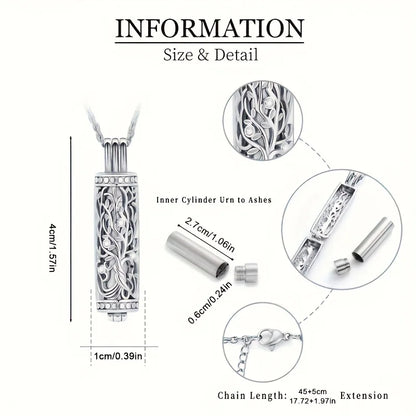 1PCS Cylinder Cremation Jewelry Tree of Life Urn Ashes Necklace for Women Men Vial Cremation Ash Pendant Loved One Memorial P