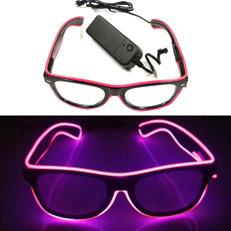 1PC Light Up LED Glasses Glow Sunglasses EL Wire Neon Glasses Glow in The Dark Party Supplies Neon Party Favors for Adults - 