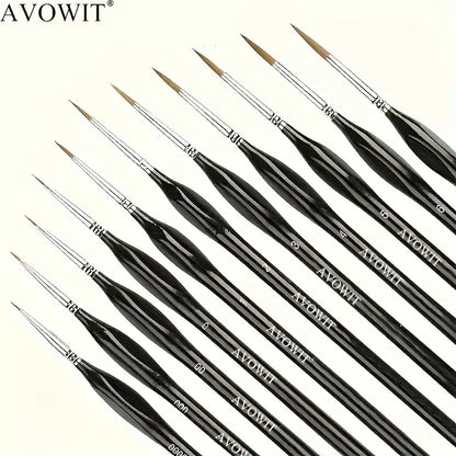 11pcs Detail Brush Set, Triangle Handle Micro Brush, Acrylic Painting Art Brush, Model Oil Painting, Digital Painting Set