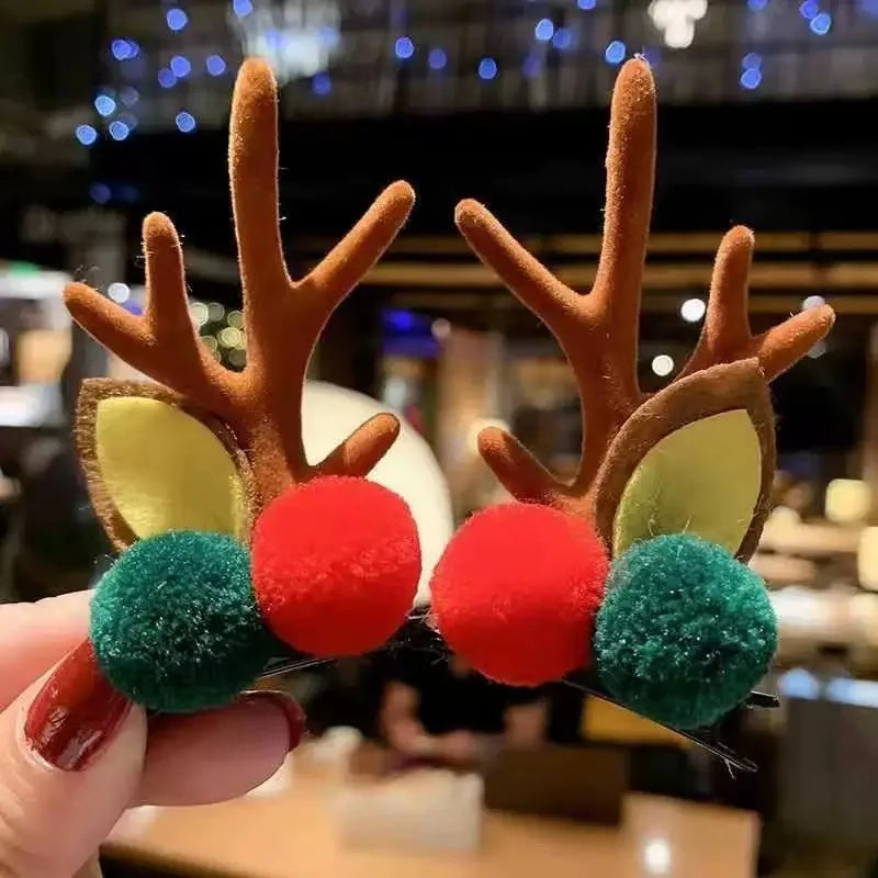 Cute1Pair Deer Antler Hair Clip Children Featival Decoration Headwear Accessories Best Friend Girls Gifts Head Hairpin Trinke