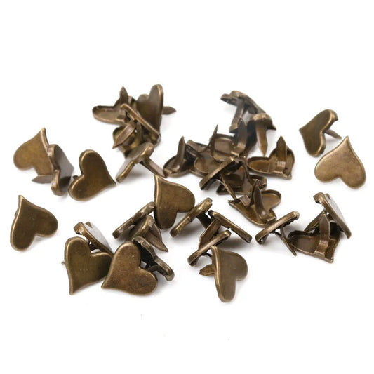 Bronze Heart Brads Scrapbooking Embellishment Fastener Brads Metal Crafts For Shoes Decoration 50PCs 11x10mm CP1514