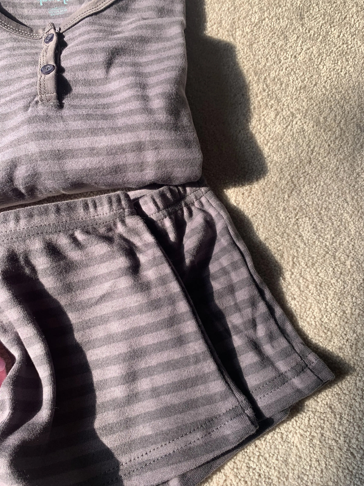 Pink Striped Long Sleeve T-shirt Shorts Set Woman Buttons Slim Tees+Elastic Straight Short Pant Cotton Home Pajama 2 Piece Se