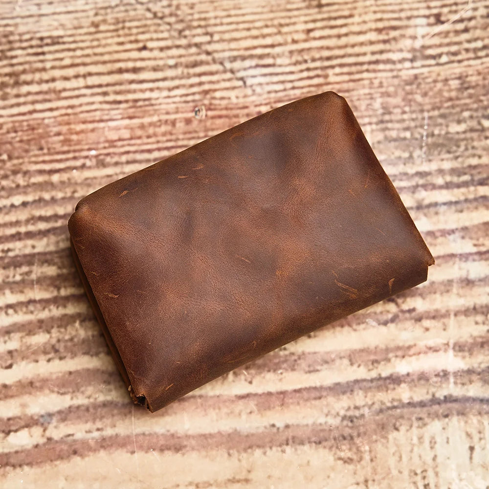 NUPUGOO Genuine Leather Retro Coin Purse Men's Double Wallet Small Card Bag Men And Women Universal Coin Key Bag