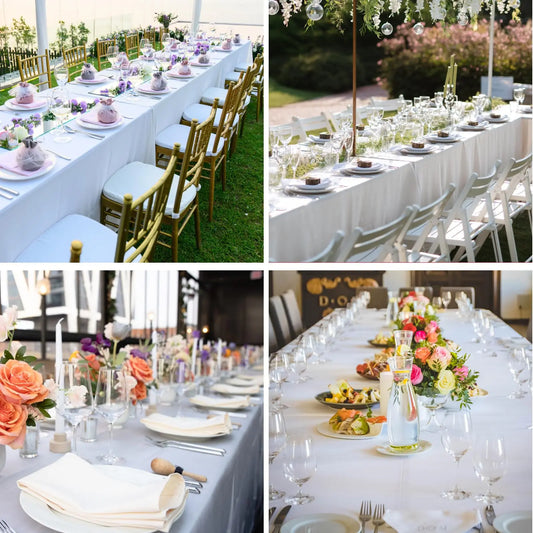 White Table Cloth Stain Resistant Decorative Washable Polyester Rectangle Tablecloths for Dining Table Parties and Wedding