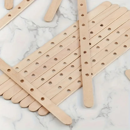 10/20/50pcs Wooden Candle Wick Holders Candles Mold Fixed Bracke Porous Wooden Holders Centering Device Bar for Candle Making