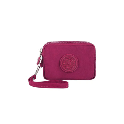 Mini Nylon Coin Purse Key Bag Women Wallets Zipper Waterproof Portable Three Layer Card Holder Female Girl Handbag Headphone 