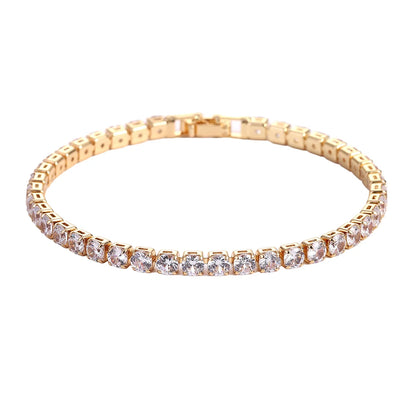 Luxury Hiphop Iced Out 4mm Cubic Zirconia Crystal Tennis Bracelets For Women Men Gold Color Silver Color Bracelet Chain Jewel