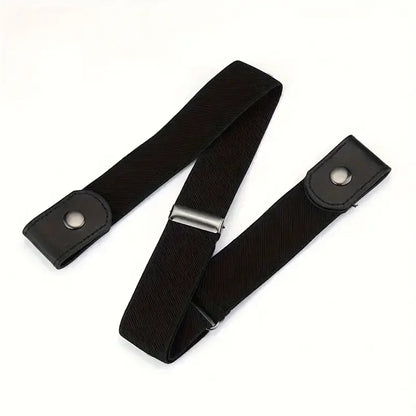 Traceless Invisible Elastic Belt Women's Belt Jeans Pants Men's Elastic Belt - black