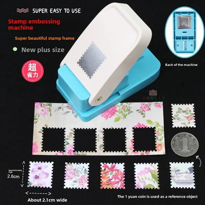 Rectangle Postage Stamp Punch Lever Action Craft Punch for Paper Crafting Scrapbooking Various Materials Punching Tool Emboss