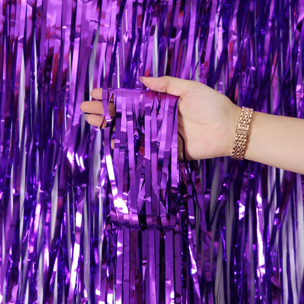 2/3M Party Background Wedding Decoration Foil Fringe Curtain Sequin Bachelorette Photo Backdrop Wall Curtain Birthday BabySho