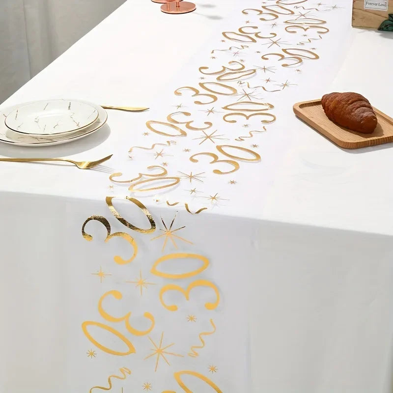 20th 30th 60th Birthday Table Runner Decor for 20 30 60 Birthday Table Party Supplies 3M Gold Table Runner Roll Birthday Deco