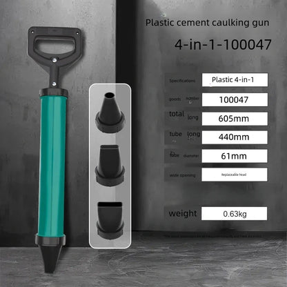 Stainless Steel Cement Gun Round Flat Nozzle Grouting Machine Site Cement Plugging Seam Filler Mortar Cement Caulking Gun - T