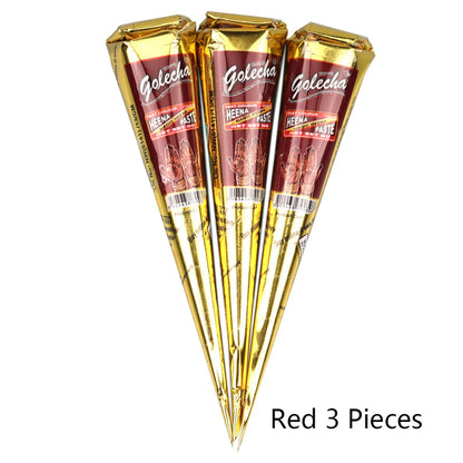 GOLECHA Black Brown Red White Henna Cones Indian Henna Tattoo Paste For Temporary Tattoo Body Art Sticker Mehndi Body Paint -