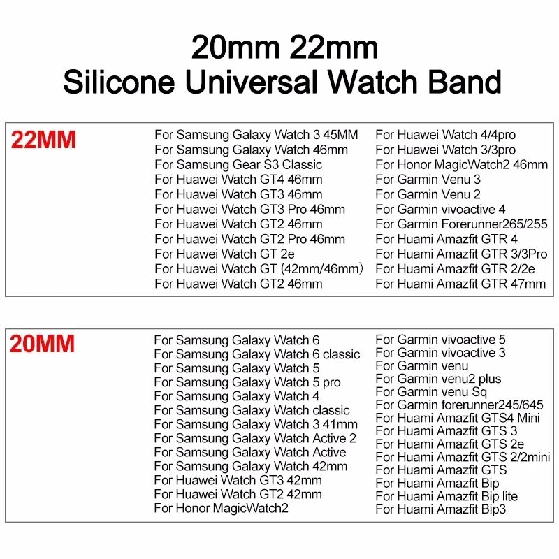 20mm 22mm Strap For Samsung Galaxy watch 6/4/5 pro/classic/gear s3/active 2 Sport Silicone Magnetic Buckle Huawei GT 2 2e 3 b