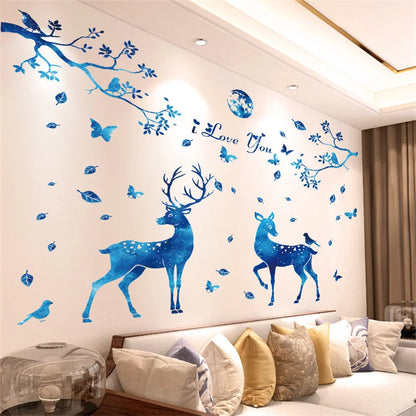 DIY Purple Lavender Living Room Wall Stickers Decor Self-adhesive Flowers Butterfly Wall Decals Mural Bedroom Home Decoration
