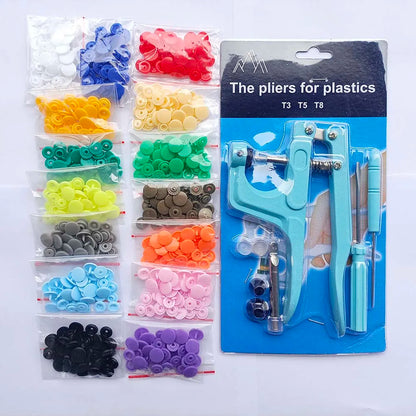 T5 Resin Snap Buttons Set Snaps U Shape Fastener Snap Pliers Buttons Kit Snaps Cloth Buttons DIY Sewing Machine Crafting Tool