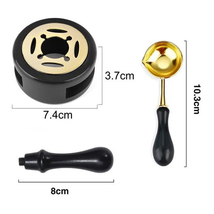 1/2/3pcs Wax Seal Set Wood Wax Melting Lacquer Furnace With /Spoon/Handle Wax Bead Melting Heater Wax Pot Heater For Stamp Cr