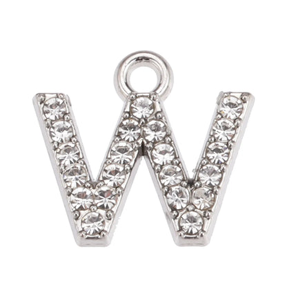 10/26pcs Silver Color Alloy Crystal Mini Alphabet 26 Letter Charms Pendants for Women Necklace Earring Jewelry Accessories - 