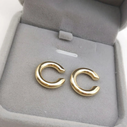 Minimalist Gold Color Round Earrings for Women Earcuff Women No Pierced C Shape Geometric Earclip Ear Bone Clip Punk Jewelry 