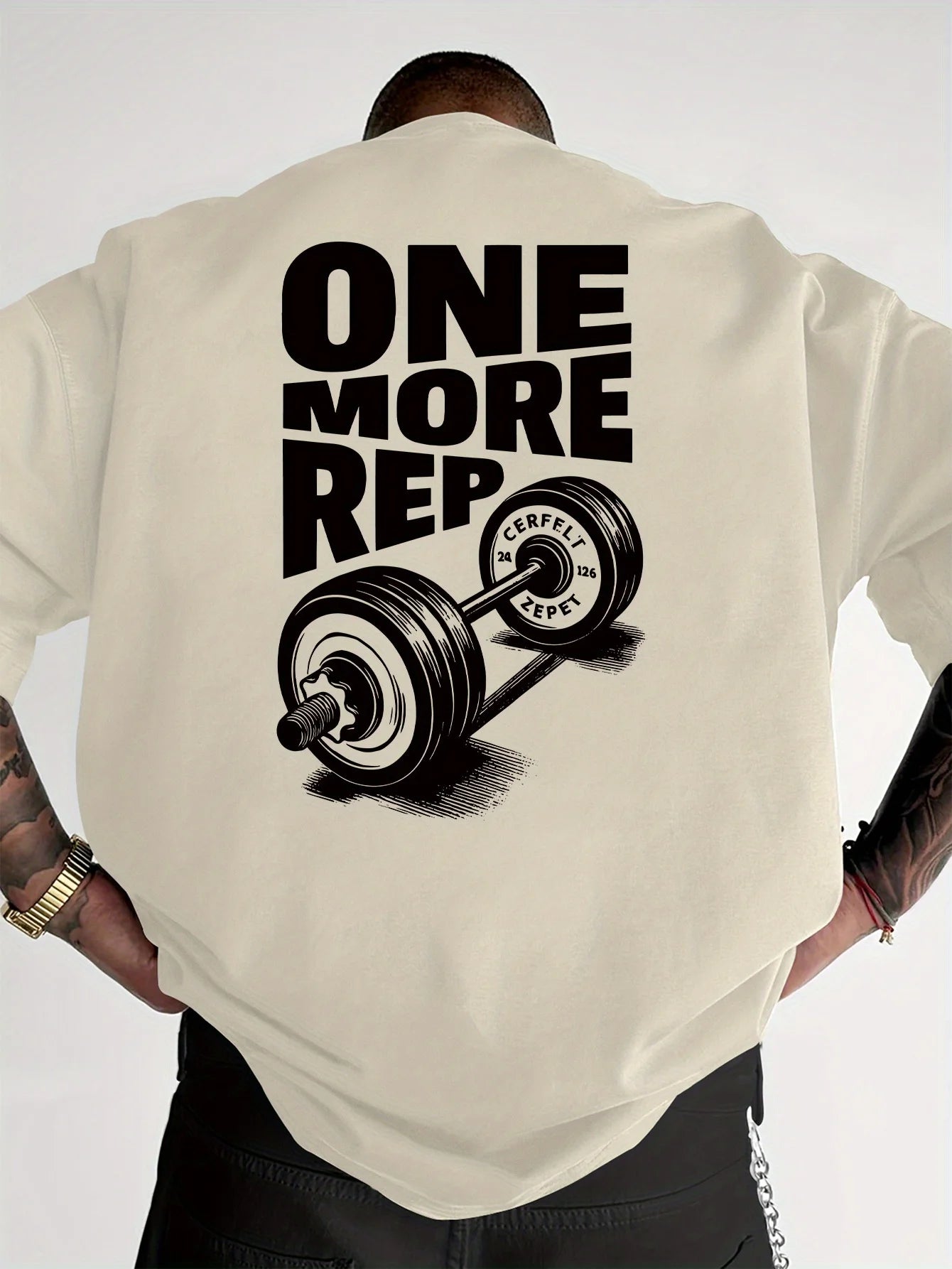 Men's T-Shirt Vintage Funny Gym Workout ONE MORE REP Weightlifting Women Streetwear Cotton Oversized Tees Short Sleeve Loose 