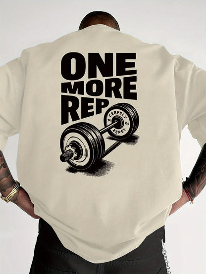 Men's T-Shirt Vintage Funny Gym Workout ONE MORE REP Weightlifting Women Streetwear Cotton Oversized Tees Short Sleeve Loose 