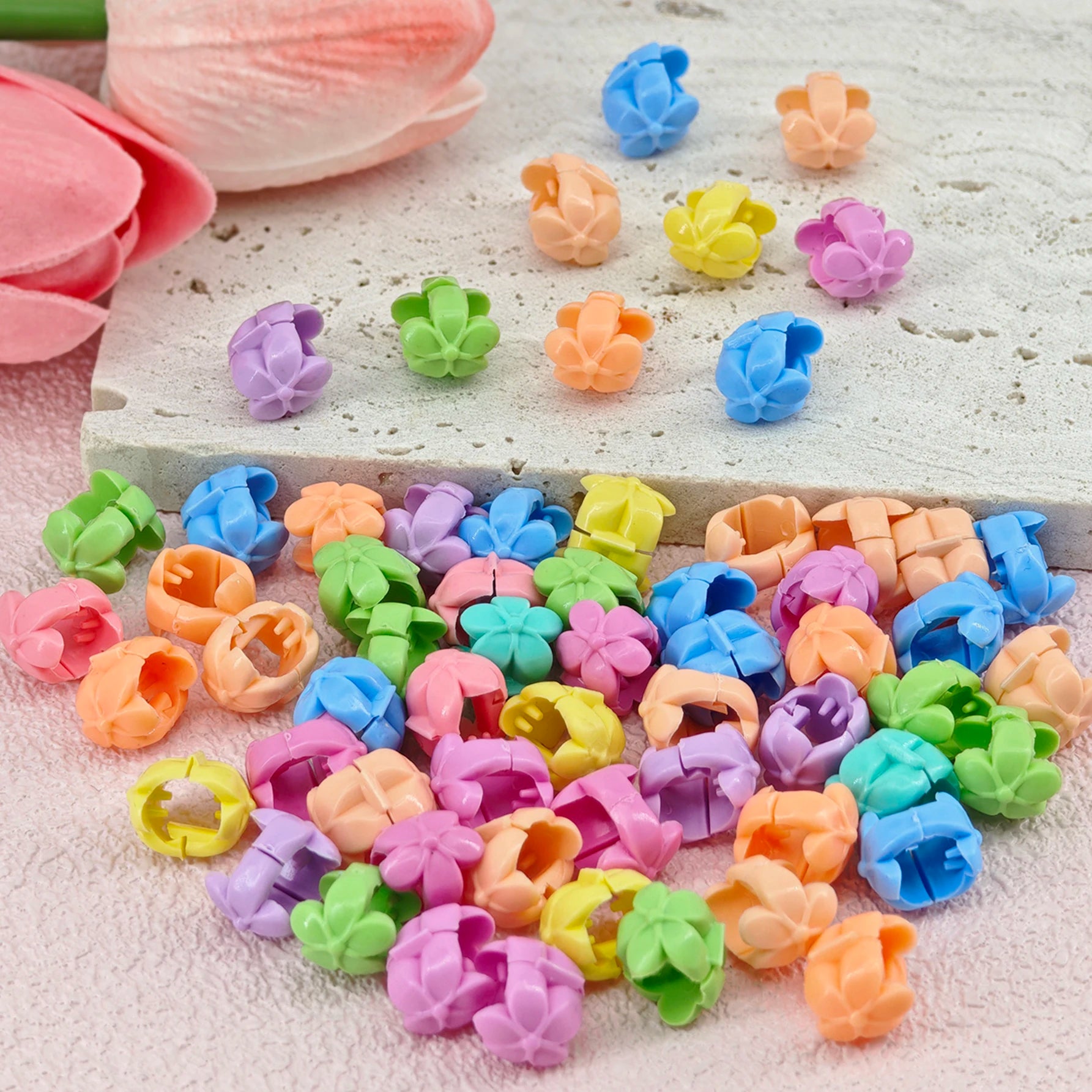 60pcs Hair Braids Beads Headwear Cute Candy Colors Plastic summer Hair Claw Clips Hair Accessories Loc Hair Jewelry for Braid