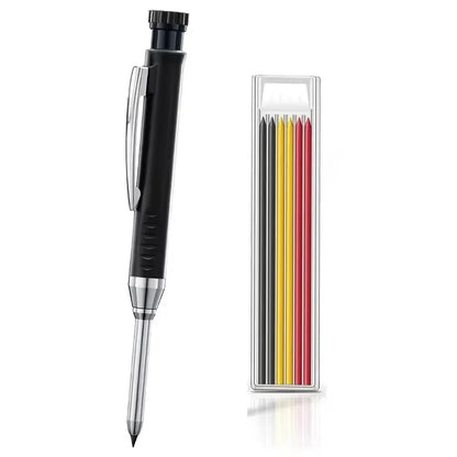 Solid Carpenter Pencil Set Woodworking Tools Mechanical Pencil 5 Colors Refill Construction Job Tools Carpentry Marking Scrib