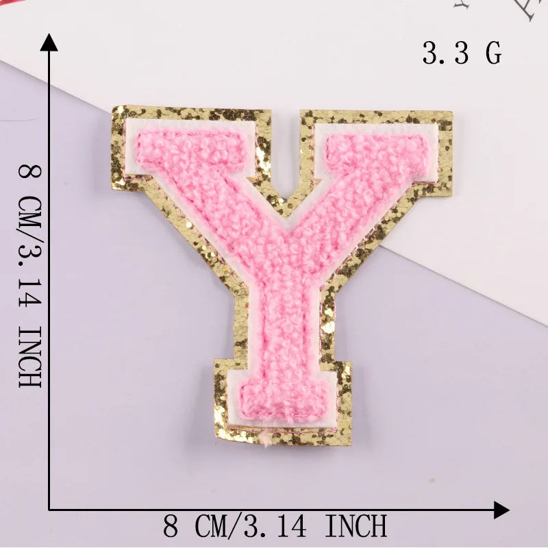 8CM Patch Letters for Clothes Alphabet Sticky Letter Clothing Bags Jacket Iron on Letter Emblems Chenille Patches for DIY MC0