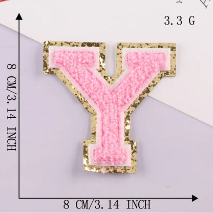 8CM Patch Letters for Clothes Alphabet Sticky Letter Clothing Bags Jacket Iron on Letter Emblems Chenille Patches for DIY MC0