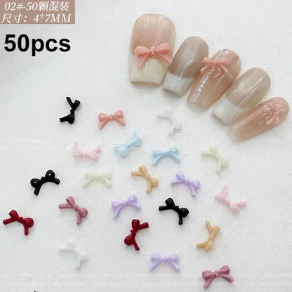 French Ribbons Colorful Resin Cute Bowknot Charm Leopard Print Bow Tie Nail Art Decorations Manicure Tools Accessories Wholes
