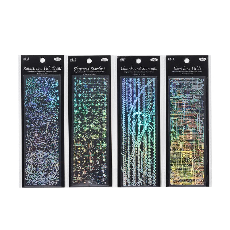 3sheets Element Collection Series Kawaii PET Laser Silver Stickers DIY Diary Phone Case Handmade Scrapbook Aesthetic Stickers